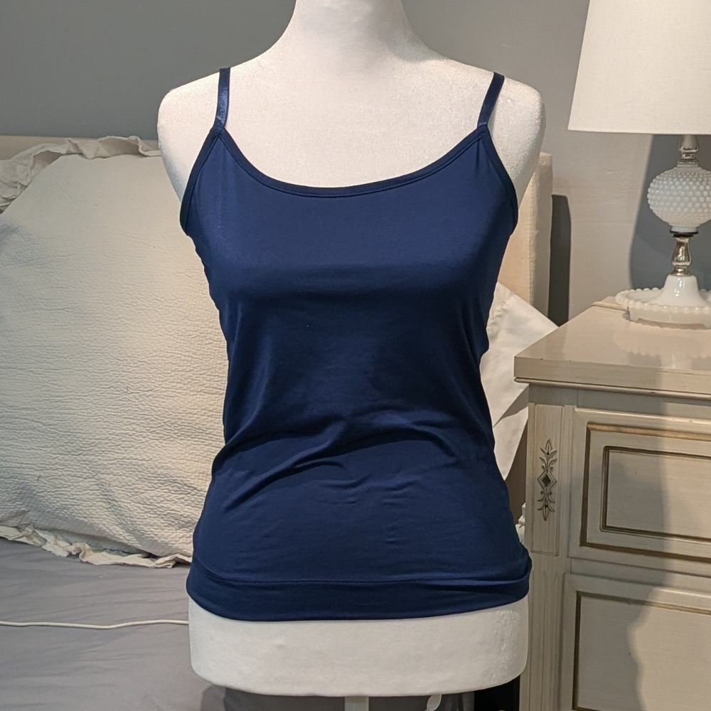 Lands' End Deep Navy Stretch Tank with Slim Straps